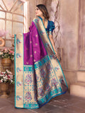 Purple Paithani Silk Meenakari Woven Designer Saree With Blouse