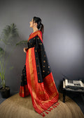 Black Soft Silk Zari Woven Designer Saree With Blouse