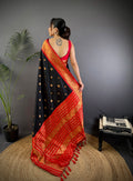 Black Soft Silk Zari Woven Designer Saree With Blouse