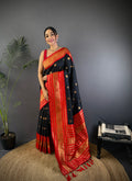 Black Soft Silk Zari Woven Designer Saree With Blouse