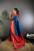 Morpich Soft Silk Zari Woven Designer Saree With Blouse