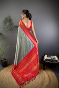 Grey Soft Silk Zari Woven Designer Saree With Blouse