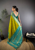 Parrot Green Soft Silk Zari Woven Designer Saree With Blouse