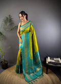 Parrot Green Soft Silk Zari Woven Designer Saree With Blouse
