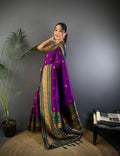 Purple Soft Silk Zari Woven Designer Saree With Blouse