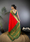 Red Soft Silk Zari Woven Designer Saree With Blouse