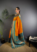 Orange Soft Silk Zari Woven Designer Saree With Blouse