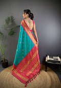 Turquoise Soft Silk Zari Woven Designer Saree With Blouse