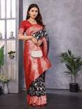 Black Soft Banarasi Silk Zari Woven Designer Saree With Blouse