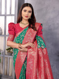 Elora Green Soft Banarasi Silk Zari Woven Designer Saree With Blouse