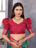 Elora Green Soft Banarasi Silk Zari Woven Designer Saree With Blouse