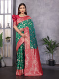 Elora Green Soft Banarasi Silk Zari Woven Designer Saree With Blouse