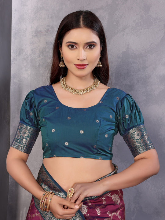 Wine Soft Banarasi Silk Zari Woven Designer Saree With Blouse