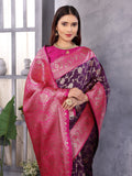 Purple Soft Banarasi Silk Zari Woven Designer Saree With Blouse