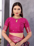 Purple Soft Banarasi Silk Zari Woven Designer Saree With Blouse