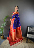 Royal Blue Soft Banarasi Silk Zari Woven Designer Saree With Blouse