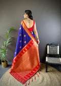 Royal Blue Soft Banarasi Silk Zari Woven Designer Saree With Blouse