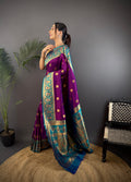 Purple Soft Banarasi Silk Zari Woven Designer Saree With Blouse