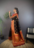 Black Soft Banarasi Silk Zari Woven Designer Saree With Blouse