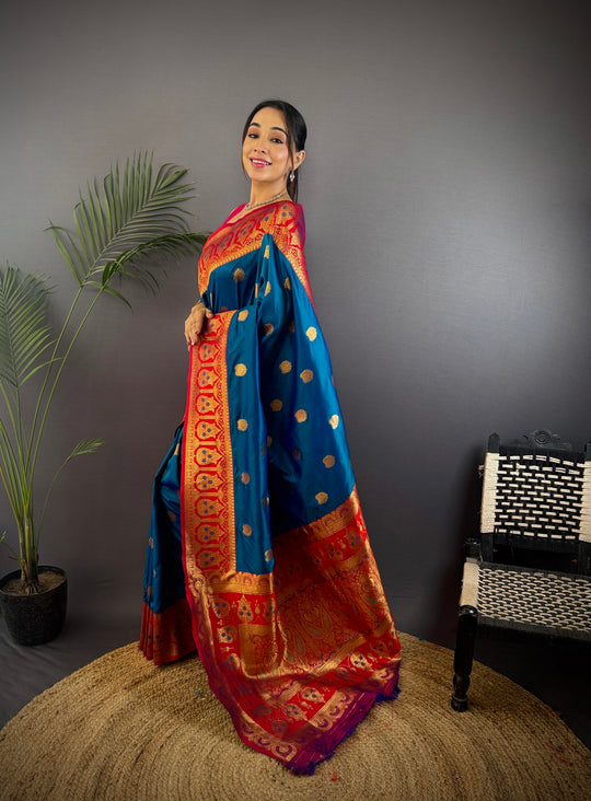 Morpich Soft Banarasi Silk Zari Woven Designer Saree With Blouse