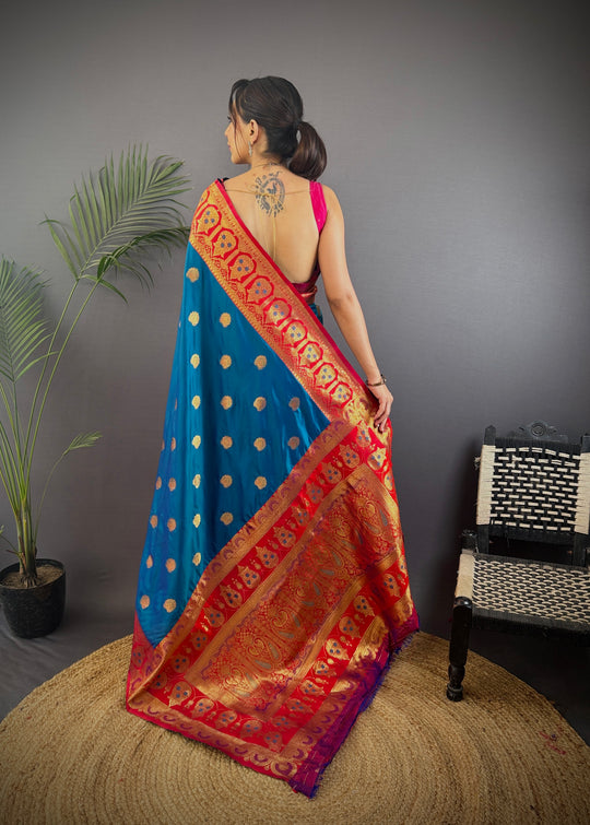Morpich Soft Banarasi Silk Zari Woven Designer Saree With Blouse