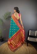 Turquoise Soft Banarasi Silk Zari Woven Designer Saree With Blouse