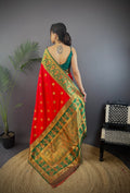 Red Soft Banarasi Silk Zari Woven Designer Saree With Blouse