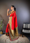 Red Soft Banarasi Silk Zari Woven Designer Saree With Blouse