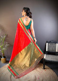 Red Soft Banarasi Silk Zari Woven Designer Saree With Blouse