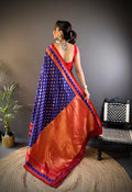 Navy Blue Soft Banarasi Silk Zari Woven Designer Saree With Blouse