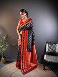 Black Soft Banarasi Silk Zari Woven Designer Saree With Blouse