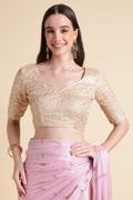 Pink Chiffon Silk Saree With Blouse Piece