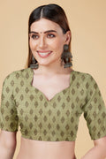 Olive Green Silk Saree With Blouse Piece