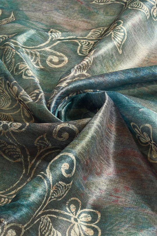 Navy Blue Silk Saree With Blouse Piece