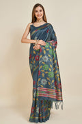 Sea Green Silk Saree With Blouse Piece