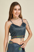 Sea Green Silk Saree With Blouse Piece