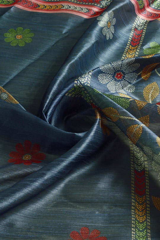 Sea Green Silk Saree With Blouse Piece