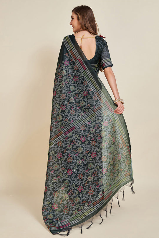 Black Silk Saree With Blouse Piece