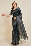 Black Silk Saree With Blouse Piece