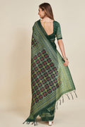 Green Silk Saree With Blouse Piece