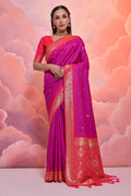 Purple Silk Blend Saree With Blouse Piece