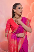 Purple Silk Blend Saree With Blouse Piece