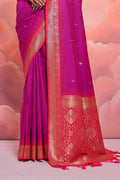 Purple Silk Blend Saree With Blouse Piece