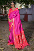 Purple Silk Blend Saree With Blouse Piece