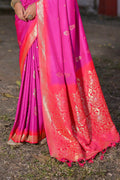 Purple Silk Blend Saree With Blouse Piece