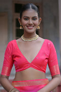 Purple Silk Blend Saree With Blouse Piece
