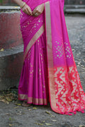 Purple Silk Blend Saree With Blouse Piece