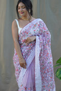 Pastel Purple Organza Saree