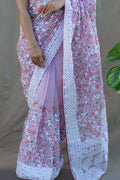 Pastel Purple Organza Saree