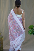 Pastel Purple Organza Saree